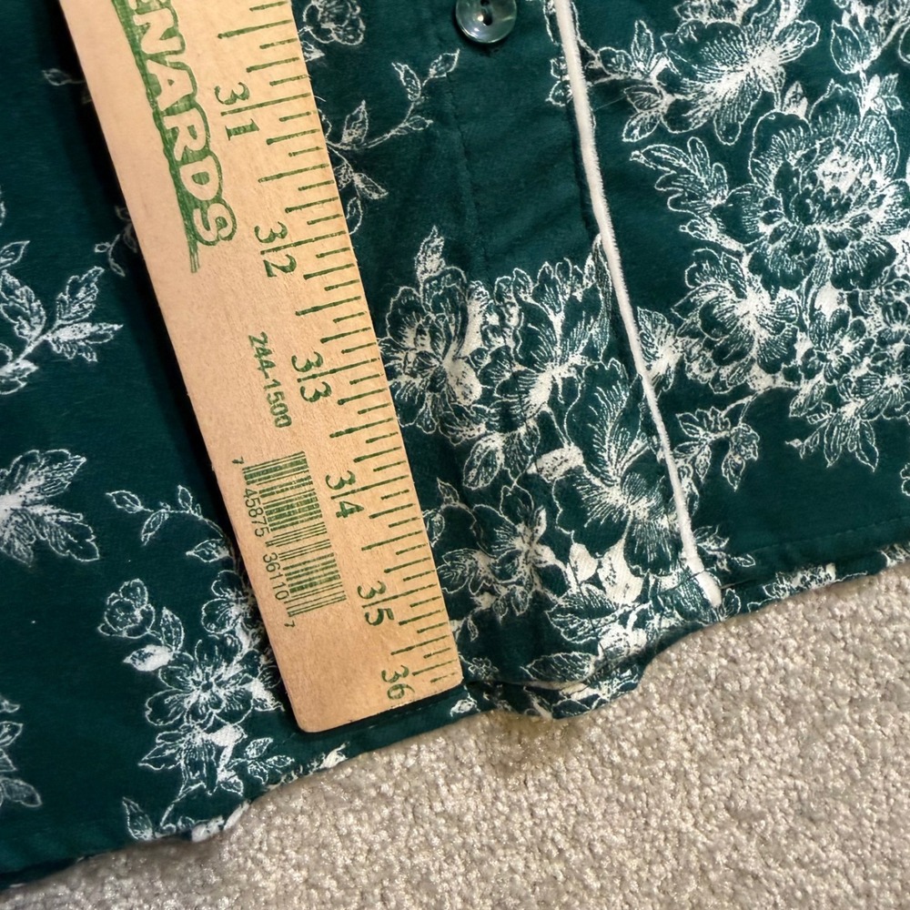 Charter Club Intimates Nightshirt Flannel Green Floral Cotton Button Front NWT L - Picture 15 of 16